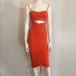 Akira Can’t Help It Ruched Cutout Midi Dress